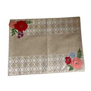 Celebrate Spring Together Tan & White With Floral Placemats With Felt Appliqués